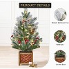 24 Inch Pre-Lit Mini Artificial Christmas Tree, Artificial Tabletop Xmas Trees with Red Berries - 3 of 4