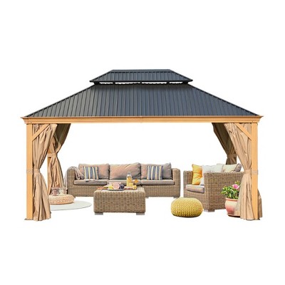 Aoodor 15.84 Ft. W X 11.9 Ft. D Aluminium Patio Gazebo - Black