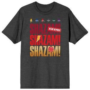 Shazam 2 Fury Of The Gods We Are The Power Crew Neck Short Sleeve Charcoal Heather Men's T-shirt - 1 of 3
