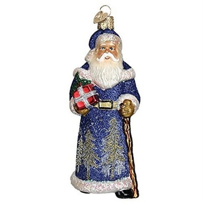 Old World Christmas Blown Glass Ornament for Christmas Tree, Glistening Midnight Santa
