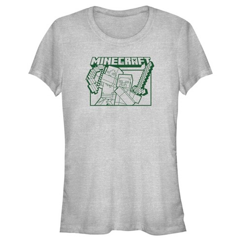 Juniors Womens Minecraft Steve and Alex Attack T-Shirt - image 1 of 4