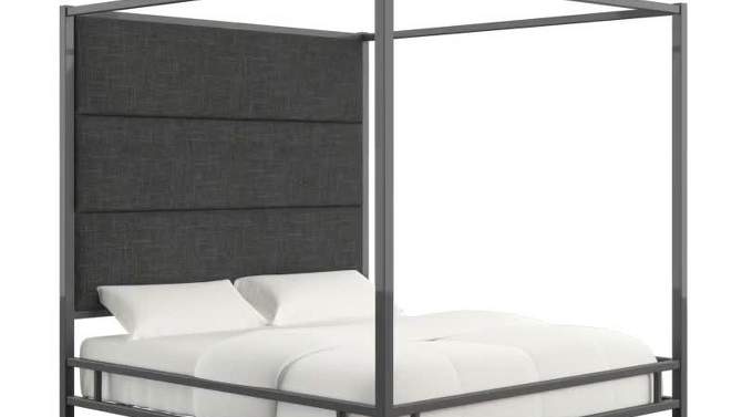 King Evert Black Nickel Canopy Bed with Panel Headboard - Inspire Q, 2 of 11, play video