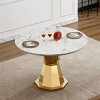 46" Modern Round Dining Table,High Gloss Faux Marble Top,Sturdy Stainless Steel Base for Kitchen and Dining Room - Maison Boucle - 2 of 4