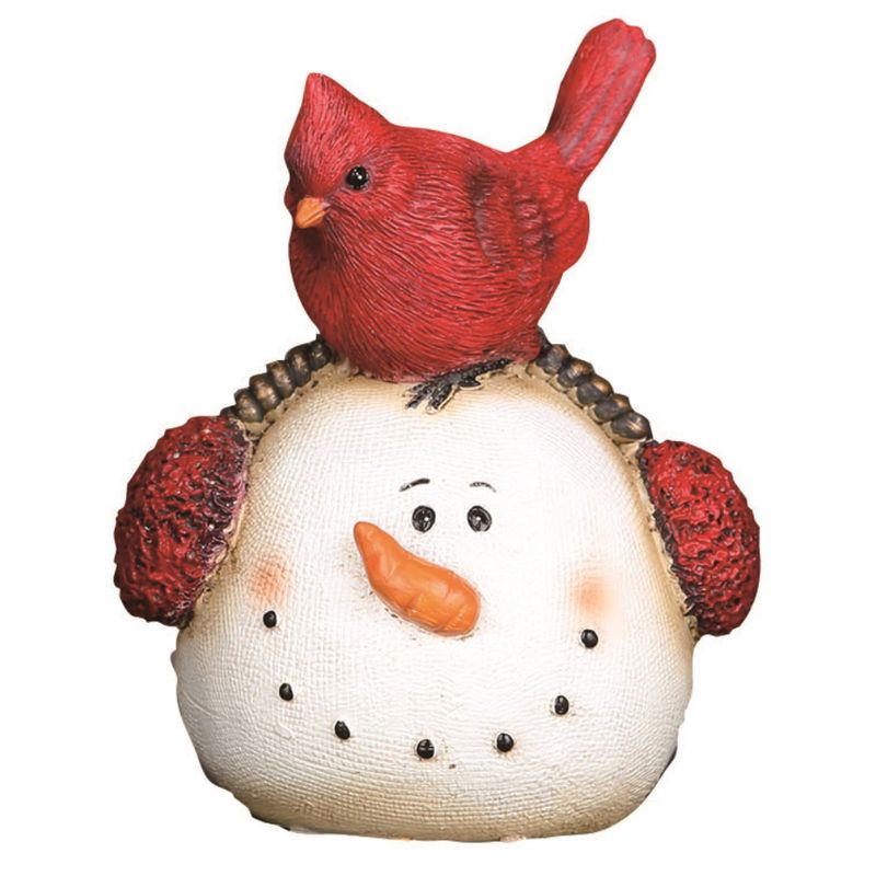 Transpac Christmas Winter Snowman and Cardinal Polyresin Tabletop Figurine Decoration Set of 3, 4.50H inches, 3 of 5