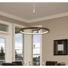 Cal Lighting Viterbo integrated dimmable LED pine wood pendant fixture with suspended steel braided wire. 24W, 1920 lumen, 3000K - 2 of 4
