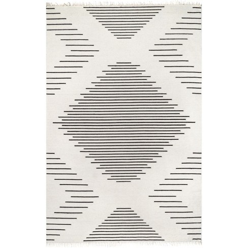 Nuloom Delora Bohemian Wool Blend Tasseled Area Rug Color Ivory Size 5 ...