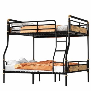 TiramisuBest Black Full XL Over Queen Metal Bunk Bed with Ladder and Slats Support - Ideal for Adults and Teens, Sturdy and Easy to Assemble - 1 of 4