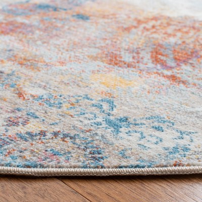 Vintage Persian Blue and Beige Round Synthetic Area Rug