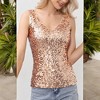 Anna-Kaci Women's Sleeveless Sequin Tank Top V-Neck Sparkly Party Shirt - 4 of 4