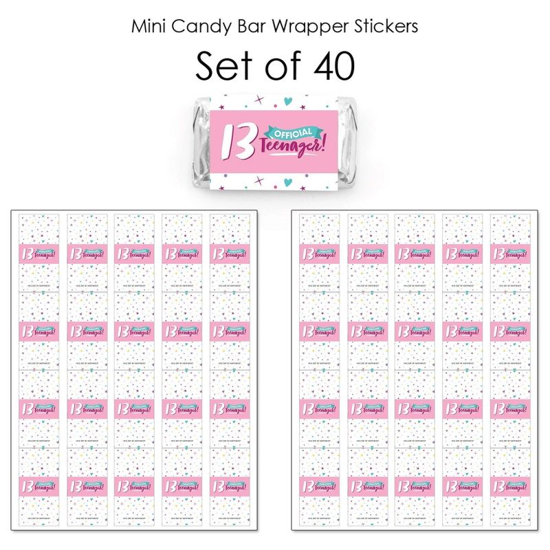 Big Dot of Happiness Girl 13th Birthday - Mini Candy Bar Wrapper Stickers - Official Teenager Birthday Party Small Favors - 40 Count, 3 of 7