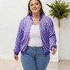 Anna-Kaci Women's Plus Size Sequin Zip-Up Bomber Jacket with Pockets - 2 of 4