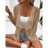 Womens Lightweight Crochet Cardigan Sweater Rib Knit Open Front Mesh Cardigan Sweater Coats - 3 of 4