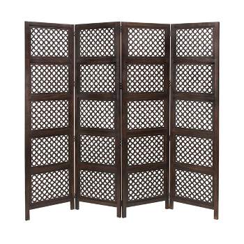 Traditional Wood Rectangle Room Divider Screen Brown - Olivia & May