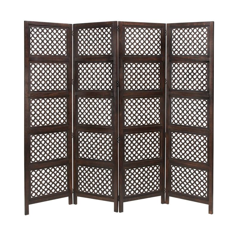Traditional Wood Rectangle Room Divider Screen Brown - Olivia &#38; May, 1 of 11