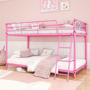 Karl Home White Twin Size Metal Bunk Bed for Kids Teens Adults, Heavy Duty Metal Bunk Bed with Ladder - 1 of 4