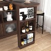 Modern Bar Cabinet with Rotating Top, Counter Height Dining Storage Cabinet with Ribbed Glass Doors & 6 Compartments for Living Room or Dining Room - 2 of 4