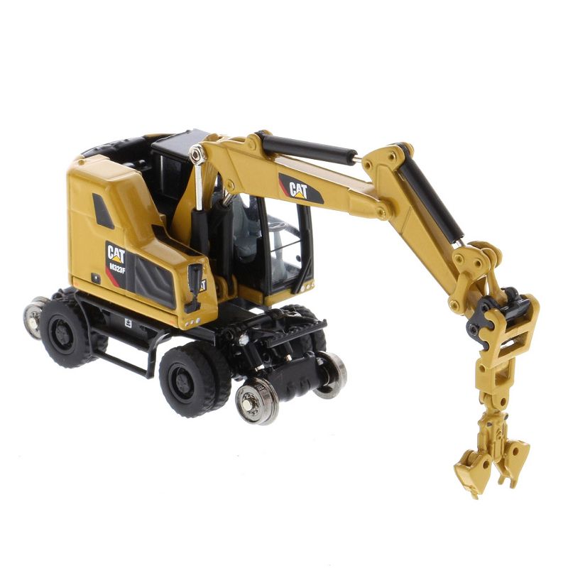 CAT Caterpillar M323F Railroad Wheeled Excavator with 3 Accessories (CAT Yellow Version) "High Line" 1/87 (HO) Scale Diecast Model by Diecast Masters, 4 of 6