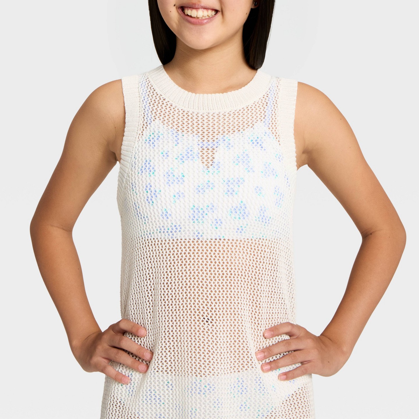 Платья Art Class Solid Crochet Dress Swimsuit Cover-Up для девочек, цвет: Белый — фото 3
