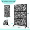 TOAOTBNBO Metal Privacy Screen with Stand, Decorative Privacy Fence Panels with Leaf Pattern, Outdoor Privacy Screen for Garden, Black - 3 of 4