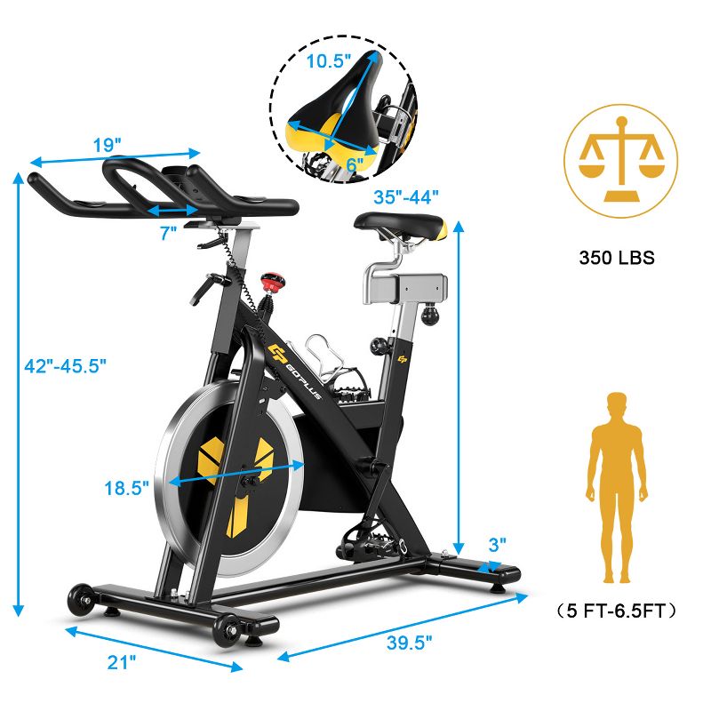 Costway Indoor Cycling Bike Magnetic Exercise Bike Stationary Belt Drive Gym Home Cardio, 3 of 11