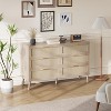 Jojoka 6-Drawer Rattan Dresser, Mid-Century Modern Chest with Natural Woven Fronts & Wooden Legs, Storage Organizer for Bedroom, Living Room - 2 of 4