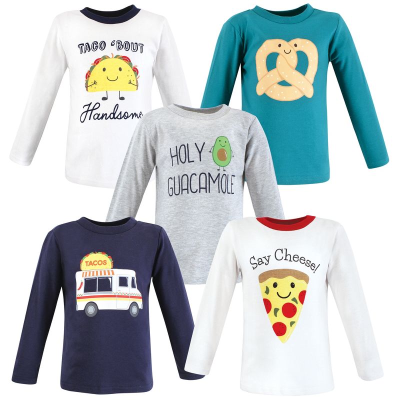 Hudson Baby Infant and Toddler Boy Long Sleeve T-Shirts, Fun Food, 1 of 8