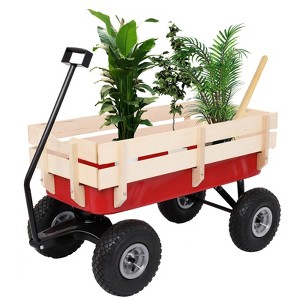 NAYSAYE Garden Hand Truck Dolly Four Wheel Large Capacity Durable Design for Outdoor Garden, Red and White, 38"*17"*31" - 1 of 4