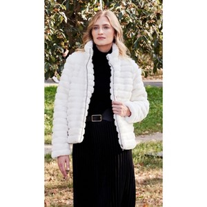 Weatherproof Women's Grooved Faux Fur Jacket - 1 of 4