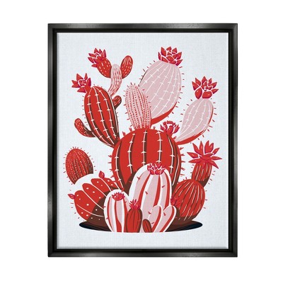 Stupell Industries Modern Red Cacti Framed Floater Canvas Wall Art