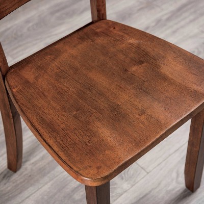 Walnut Solid Wood 5-Piece Dining Set with Slat Back Chairs