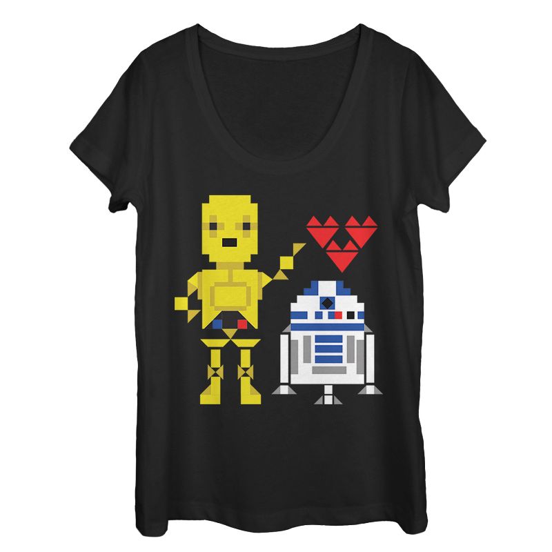 Women's Star Wars Valentine's Day R2-D2 and C-3PO Scoop Neck, 1 of 4