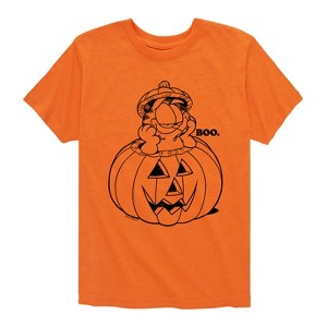 Boys' - Garfield - Garfield Pumpkin Art Short Sleeve Graphic T-Shirt - 1 of 4