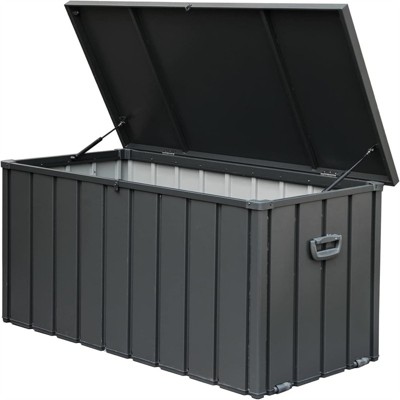 Maggift Deck Boxes Garden Large Patio Storage, for Furniture, Outside Cushions and Garden Tools, Bench, Easy to assemble，Gray, 49.41"*24.69"*23.43"