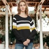 Anna-Kaci Women's Long Sleeve Color Block Striped Casual Pullover Sweater for Casual Looks - 2 of 4