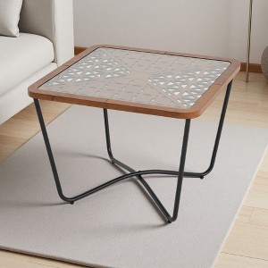23.6" Metal & Wood Square Coffee Table - 1 of 4