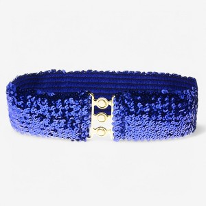 Anna-Kaci Wide Elastic Sequin Belt with Clasp for Women - 1 of 4