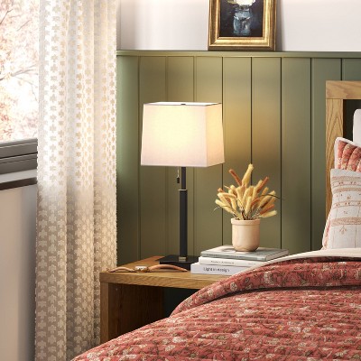 Square Base Stick Lamp with USB Black - Threshold™