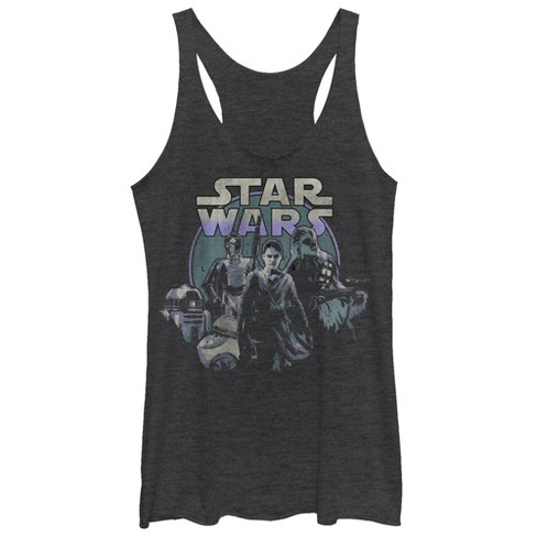 Women's Star Wars The Force Awakens Rey And Droids Racerback Tank Top ...