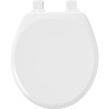 Lannon Never Loosens Round Enameled Wood Toilet Seat with Slow Close Hinge White - Mayfair by Bemis - image 2 of 4