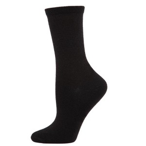 Memoi Women's Solid Soft Flat Knit Cashmere Blend Crew Sock - 1 of 3