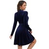 Women's Retro Velvet Long Sleeve dress With Belt Cocktail Party Dress - 4 of 4