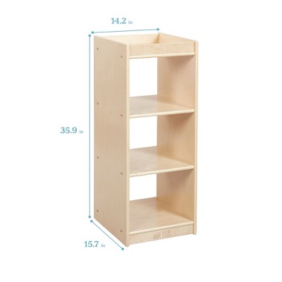 Natural Birch 3-Cube Vertical Storage Cabinet for Kids