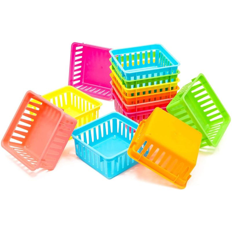 Bright Creations 12 Pack 6 Colors Plastic Pen & Pencil Storage Baskets Trays for Classroom Organizer Drawers Shelves Closet and Desk, 5 of 8