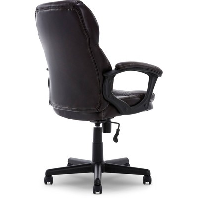 Roasted Chestnut Brown Leather Swivel Office Chair