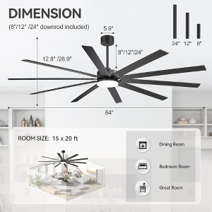 Airsurfer Ceiling Fan with LED Light and Remote Control Black Ceiling Fan with  Plywood Blades 6 Speed Reversible Quiet DC Motor for Livingroom - 1 of 4