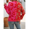 Women's Leopard Print Cardigan V Neck Long Sleeve Color Block Button Down Oversized Sweater Outwear - 4 of 4