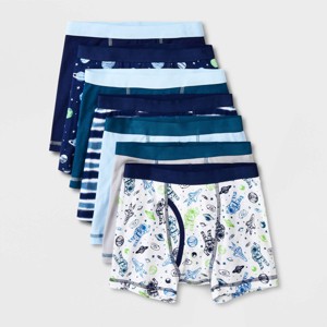 Boys' 7pk Space Boxer Briefs - Cat & Jack™ Blue/White - 1 of 4