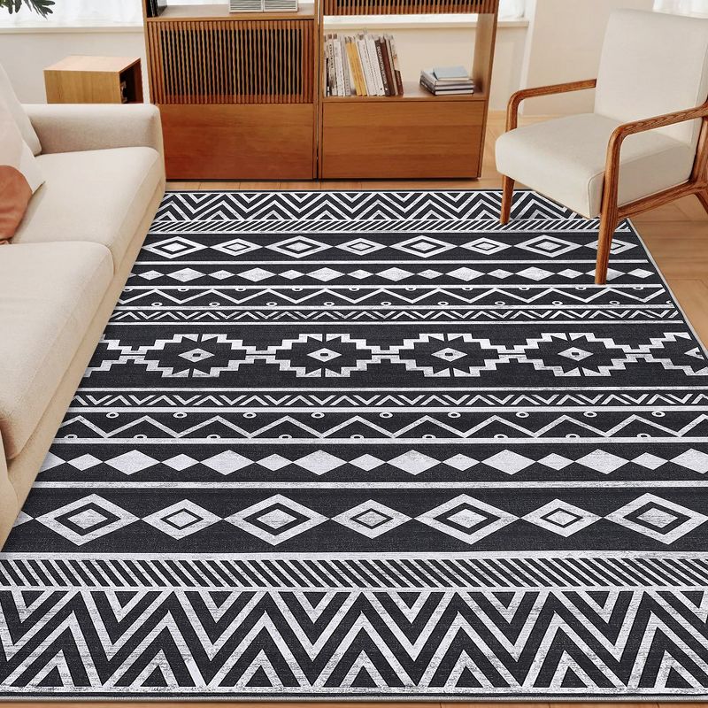 Washable Area Rug, Boho Modern Carpet for Living Room Bedroom, Anti Slip Design, 2 of 7
