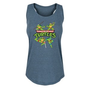 Women's - Teenage Mutant Ninja Turtles - Donnie, Mikey, Raph, and Leo Logo Graphic Racerback Tank - 1 of 4