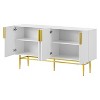 Hostack 4-Door Sideboard Cabinet with Gold Metal Handles and Elegant Storage for Dining and Living Room, White - 2 of 4